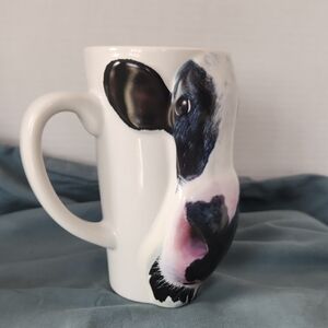 Raised Cow Design Ceramic Mug 8 Ounce 6" Tall